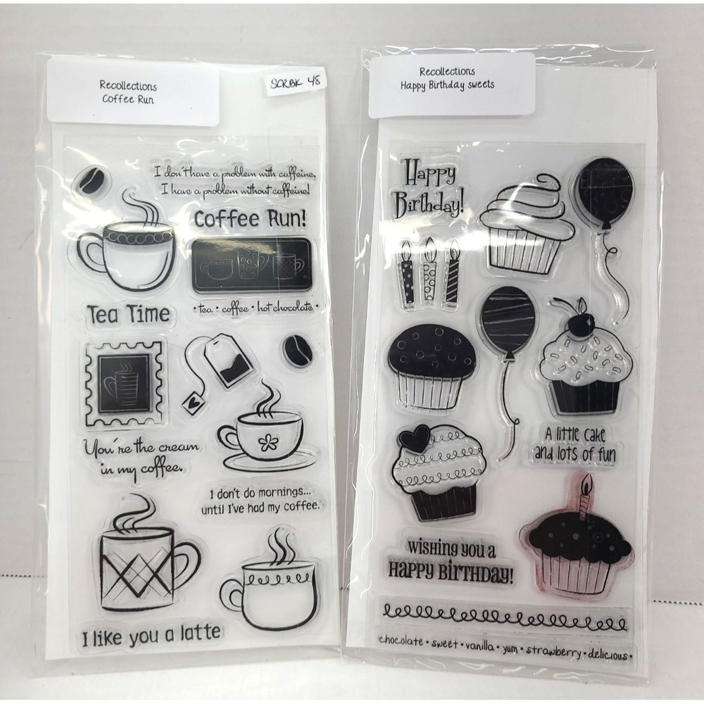 Recollections Cling Stamp Coffee Run Happy Birthday Sweets set of 2